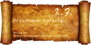 Kriszhaber Felícia névjegykártya